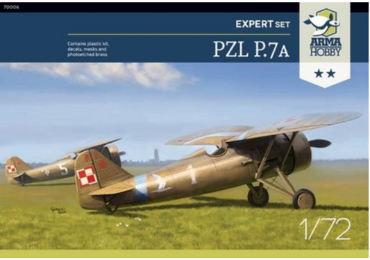 Maqueta Avión PZL P.7a Expert Set Kit para montar Modelismo 1/72 Arma Hobby